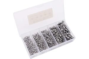 VOANZO 250Pcs Pesca Rolling Barrel Girevole Connettore Affrontare Forte Resistenza Acciaio Inox Nero Nickel Saltwater Fishing Girelle
