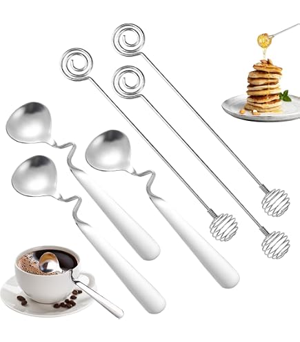 6 Cuillères à Miel Snowtain Inox - Cuillère Suspendue Pour Confiture Et Yaourt