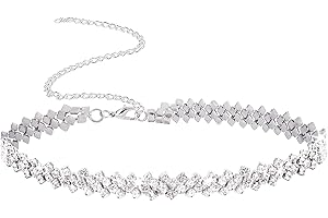 LUYANFX Collier Strass Femme Collier Femme Argent Choker Chaîne Collier Ras de cou Fille Mariée Bijoux Argentés Fantaisie Femmes Traditionnel pour Tous Jours, Fêtes, Bals, Mariages