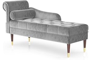 ‎VESGANTTI Vesgantti Velvet Chaiselongue, Indoor Lounge Sofa mit linker Armlehne und Lendenkissen, Recamiere für Wohnzimmer, Schlafzimmer und Büro, Samt Loungesessel 149.5 x 54 x 76CM