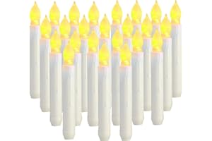 XUEMUO Luz de vela LED, 24 piezas de velas cónicas LED sin llama que funcionan con pilas para bodas, cumpleaños, iglesias, decoraciones para fiestas