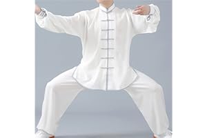 WoCOyo Tai Chi Anzug Freizeit Einfarbig Kampfkunst Anzug Unisex Sanft Baumwolle und Leinen Kung Fu und Tai Chi Uniform Traditionelle Chinesisch Kostüm für Meditation und Qigong