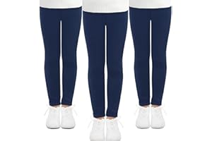 JOCMIC 3 Pack Girls Leggings Full Length Toddler Stretchy Tights Pants 5-14 Years