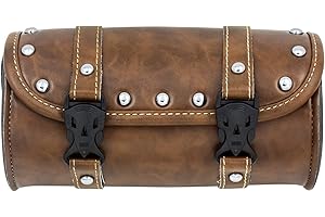 HDBUBALUS Strumento Universale per Manubrio per Moto Anteriore per Forcella Roll Storage Sissy Bar Barrel Bag Pu Leather Deep Green