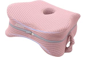 JEMESI Poduszka na kolana dla osób śpiących na boku, poduszka na nogi do spania na boku, różowa konturowana poduszka z pianki z pamięcią kształtu poduszki podtrzymujące kolana