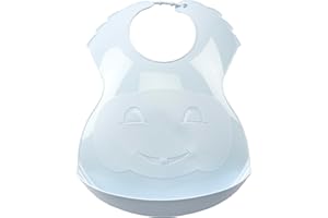 Thermobaby - Babero semirrígido con recuperador, fabricado en Francia, diseño de flores azules