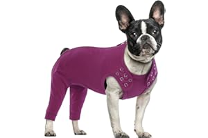 PUMYPOREITY Body Postoperatorio Perros, Body Postquirurgico Perros Body Postoperatorio Hembra Body de Protección Perros Body Quirurgico Perro Traje Protector Pierna(Morado-Rojo, M)