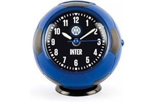 SEVEN Inter Budzik Kwarcowy Balon Analogowy, Czarny Niebieski, Budzik w kształcie piłki ze światłem, drzemką i dzwonkiem, Akcesoria, Akcesoria do sypialni, Budziki i zegarki