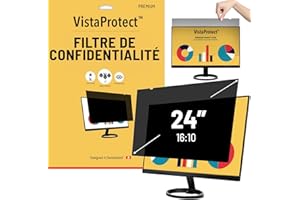 VistaProtect - Filtre de Confidentialité & Filtre Anti-Lumière Bleu Premium. Film de Protection 2-en-1 pour Écran d’Ordinateur & Moniteur (24" Pouces - 16:10)