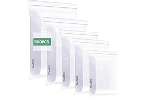 Cozary 500 Stück Druckverschlussbeutel, 5 Größen Plastikbeutel Verschließbar Transparent Klein Zip Beutel, Kunststoffbeutel,Reißverschluss Tütchen,Lebensmittelbeutel