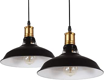 NETTLIFE Plafonnier 3 Spots E27 vintage noir suspendu avec lustre industriel pour salle à manger cuisine
