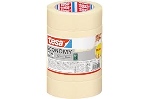 tesa Nastro per Mascheratura ECONOMY EcoLogo - Nastro in Carta per Mascheratura, Rimozione senza Residui per 4 Giorni, senza Solventi - Sottile, 5x 50 m x 30 mm