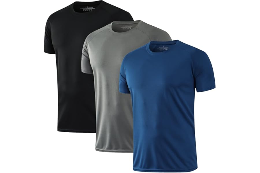 HOPLYNN 3/5 Pack Running Shirts Men Sport Tops Dry Fit Gym Wicking Athletic T Shirts Breathable Cool Workout Shirts
