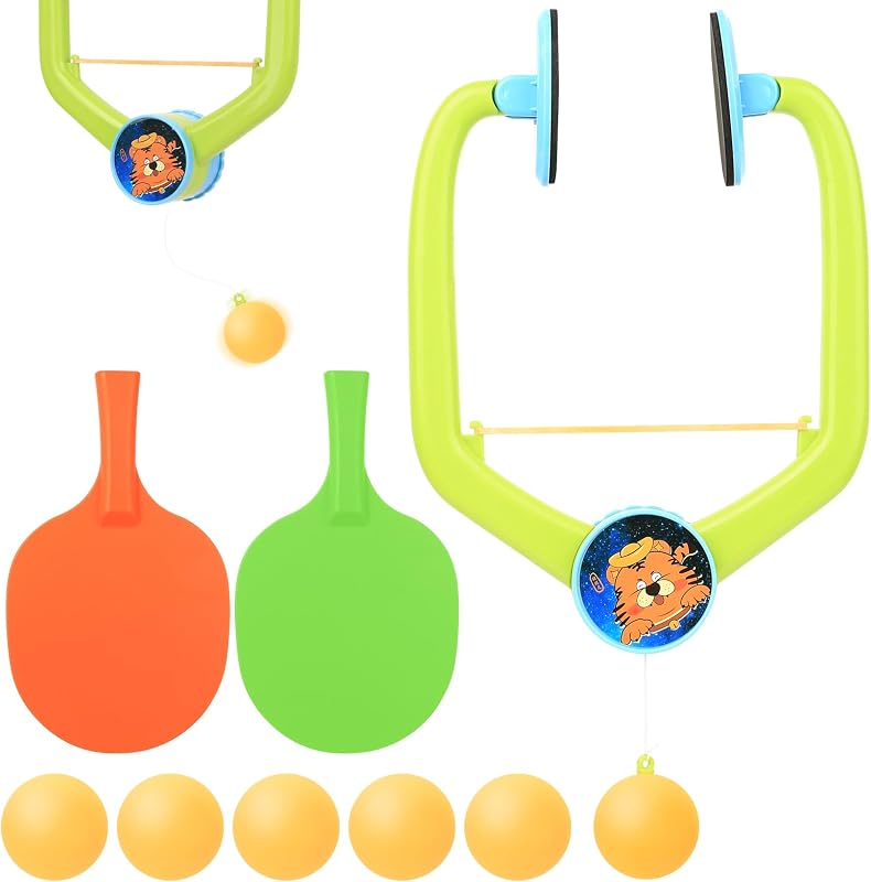 Juego de Ping Pong para Colgar en Puerta, Juego de Ping Pong con Marco Ajustable para Puerta, Entrenador portátil para Practicar y Jugar en Familia, con Palas/Pelotas
