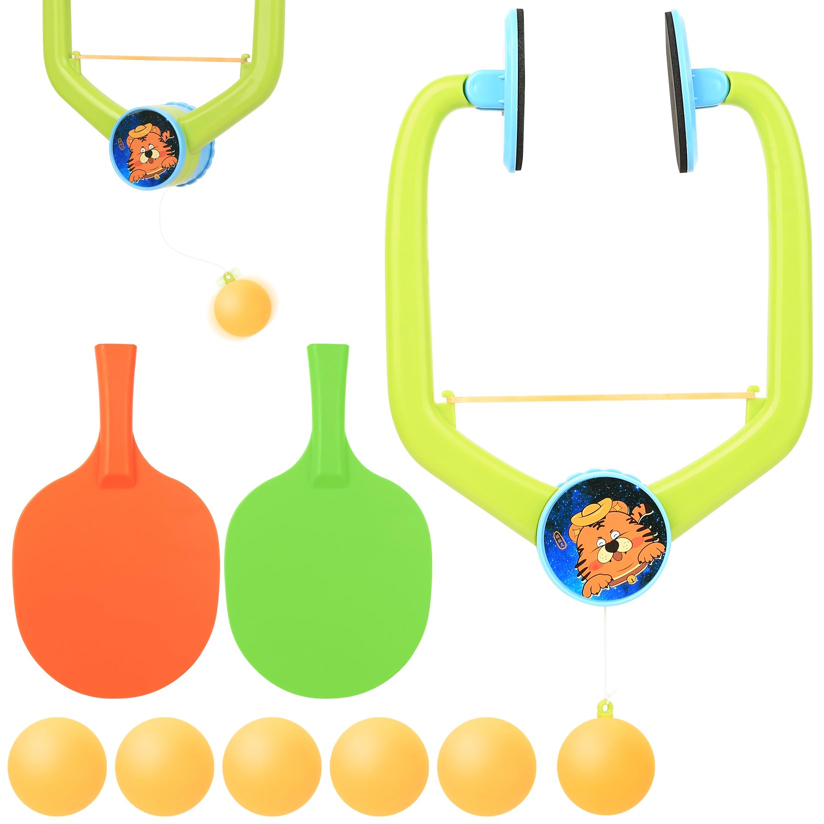 Juego de Ping Pong para Colgar en Puerta, Juego de Ping Pong con Marco Ajustable para Puerta, Entrenador portátil para Practicar y Jugar en Familia, con Palas/Pelotas - 1