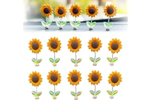 CZNBZIU Sunflower Car Dashboard Decorations, 10 Pcs Mini Paste Shaking Head Sunflower Car Mirror Dashboard Plant Decor for Car Interior Home Office Desk Decoration car decorations car decorations sunflower