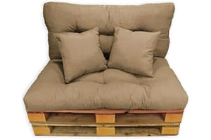 Acomoda Textil - Cojines Sofá Palets. Conjunto 4 Piezas para Palet, Asiento 120x80 cm + Respaldo + 2 Cojines. Elegante y Cómdo para Interior y Exterior, NO Incluye PALETS. (Arena)