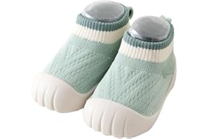 HEOXIN Calcetines Antideslizantes Bebe, Bebe Niña Zapatos Primeros Pasos Calzado Respetuoso Suela Suave Agarre, Puntera Anticolisión Choque de Colores Malla Zapatillas Caminantes, S-L