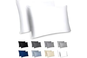 Dreamzie Funda Almohada 50x70cm - Lote de 2 de Microfibra con Cremallera Certficadas Oeko Tex - Funda Almohada Suave y Cepillada - Blanco