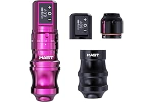MAST TATTOO Mast Fold Pro maquina tatuaje Wireless Battery Pen Machine Cordless Year of Dragon Edition rotativas Tattoo Gun powerful Motor by Mcore-C3 Smart Display, 7 Strokes Length for Pro Artists Pink color