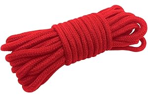 Jukway Cordoncino da 8 mm, 10 metri, morbida corda di cotone intrecciato, corda di cotone spessa, corda multiuso per fasciare, fai da te (10 m, rosso, 1)