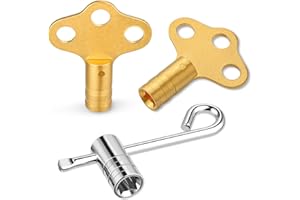 3-Piece Solid Brass Radiator Bleed Key Set UK, Mellbree Metric/Imperial Fit, Hex & Towel Radiator Key Tools for Heating Upkeep