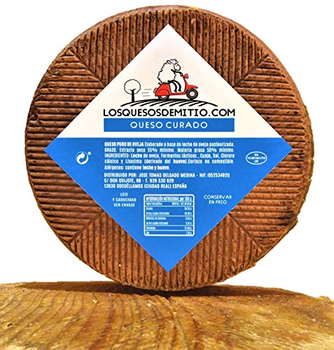 Queso de oveja curado gourmet (español, sabor profundo, ideal con vino, queso entero de 2kg de leche pasteurizada), de Losquesosdemitio