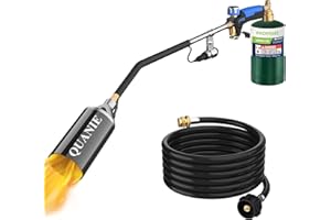 QUANIE Propane Torch Weed Torch, Heavy Duty Blow Torch with Flame Control and Turbo Trigger Push Button Igniter (black), 91037