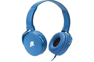 Music Hero Cuffie a Filo con Padiglioni Morbidi Rotanti, Cavo Jack 3.5 mm da 1.2 m, Microfono Integrato e Tasto per Risposta/Fine Chiamata, Blu