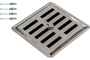 DEMLOU Rejilla de Ventilación Ajustable de Acero Inoxidable No Magnético, INOX AISI 316, Rejilla de Salida/Entrada de Aire, Difusor de Aire para Cocinas y Baños. (15 x 15 cm)