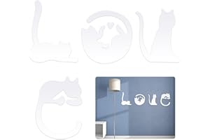 ICELSA UTMACH 4 Pezzi Adesivi Murali, Adesivo Specchio Adesivo da parete a Forma di Gattoper Soggiorno, Camera da Letto, Sala da Pranzo