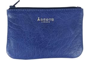 ASSOTS Genuine Leather Coin Purse Poppy with Zip for Women Accessory Mini Pouch (Blue Iris)
