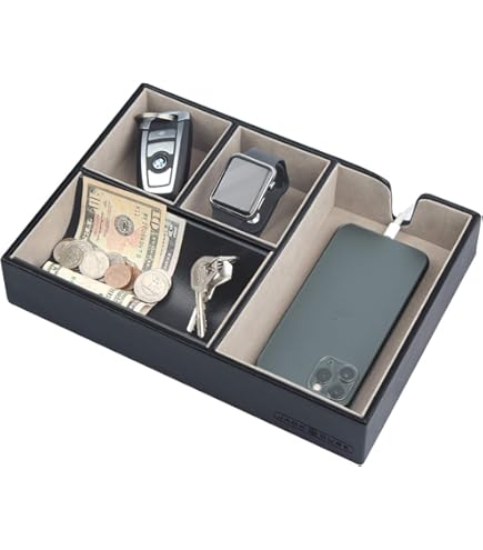 Leather Jewelry Valet Tray | Portable Catchall For Keys & Wallet