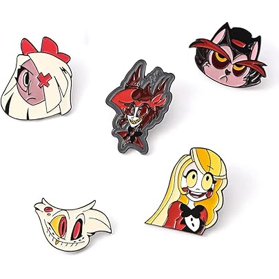 Xinchangda Hazbin Hotel Brooch Pins 5pcs Set Paint Enamel Badges