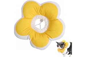 UIEXAY Colerette Chat Anti Lechage Collerette Chat En Coton Suédé Respirant Anti Adhésif Micro Étanche Collerette Chat Anti Grattage Jolie Fleur Colerette Pour Chat Anti Lechage (S)