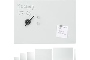 Relaxdays glass magnetic board, 3 magnets, safety glass, white