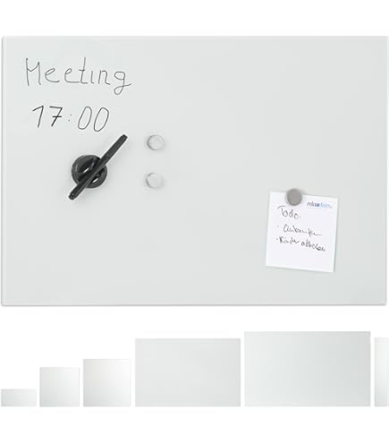 Tidyard Whiteboard, magnetisch, voor aan de muur, afwisbaar glas, wit, 50 x 50 cm, magneetplaat, afwisbaar van glas, 50 x 50 cm