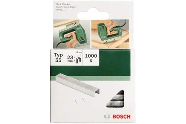 Bosch Accessories 2609255844 Set de 1000 agrafes à fil plat Type 55 Largeur 6 mm Epaisseur 1,08 mm Longueur 18 mm