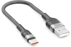 deleyCON 0,15m Kabel USB-C 3.1A - Krótki Kabel ładujący i Danych USB-A do USB-C do iPhone 17 16 15 Pro Max Air, Galaxy A16 A56 S25 S24 S23, Pixel, iPad Pro, Laptopa, AirPods, Tabletu, Switch, PS5