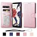 Produktbild JGOO Moto G6 Play Hülle, Premium Matt PU-Leder Brieftasche Fall [Faltbarer Stand] & [Kartenholster], Soft TPU Schutzhülle Cover für Motorola Moto G Play 6th Generation,Roségold
