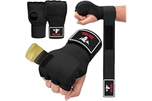 BULL DOZA FIGHT WEAR Cuatro Tallas - Guantes Interiores de Boxeo de Gel con Correas de 75 cm, Elásticos y Acolchados, Protección de Puños para Artes Marciales y Entrenamiento.