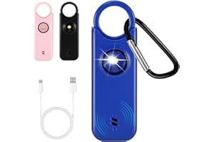 Sprifityy Alarme personnelle Anti agression de Poche, Alarme de sécurité d'autodéfense Rechargeable par USB pour Femmes, Sonnerie 135 DB avec Signal LED, pour Femmes, Enfants et Seniors (Bleu)