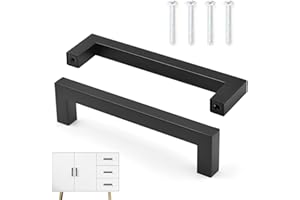 punwey Lot de 2 Poignee de Meuble Noir Cuisine Entraxe 128mm Acier Inoxydable Poignée Meuble Poignee de Meuble Cuisine Noir Cuisine Poignées pour Placards Poignet de Porte Cuisine Meuble Cuisine