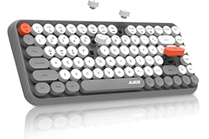 FELiCON 308i Bezprzewodowa klawiatura Retro, Cicha Urocza Klawiatura Komputerowa Bluetooth z Compact 84 Klawiszami, lekka, Matowa Tekstura, Konstrukcja Maszyny do Pisania na PC/Laptop/Mac-Szary