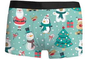 GENERISCH Weihnachten Boxershorts Herren Bedruckt Unterhosen Männer Weihnachts Unterhose Weich Bequeme Retroshorts mit Elastische Taille Weihnachtsabend Boxer Brief Trunks