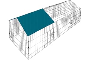 Cadoca Outdoor & Indoor Metal Enclosure For Small Animals with Green Sun Protection Roof & Lockable Doors | 180x75x75cm | Garden Hutch Run Coop Play Pen Cage | Rabbit Guinea Pig Hamster Tortoise