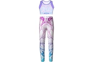 inlzdz Kids Big Girls Athletic Dance Outfits Sleeveless Racer Back Sports Bra Tanks with Legging Gym Tracksuits Activewear