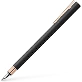 Faber-Castell Dolma Kalem Neo Slim, U&ccedil; M, Metal Siyah, Pembe Altın, 1 Adet