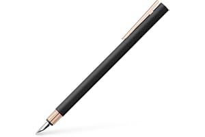 Faber-Castell 343102 - Stilografica Neo Slim in metallo, larghezza pennino EF, nero con oro rosa