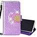 Produktbild Nadoli Galaxy A40 Spiegel Glitzer Hülle,Luxus Strass Bling Diamant Ledertasche mit Kartenfächer Brieftasche Diamant Standfunktion Leder Etui Schale für Samsung Galaxy A40,Lila